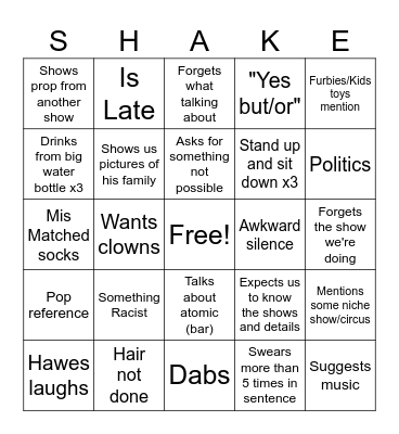 Matt Morgan Bingo Card