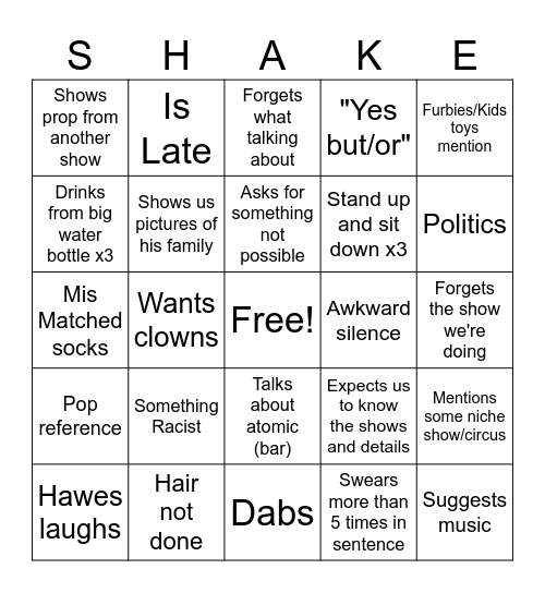 Matt Morgan Bingo Card