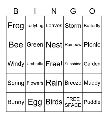 Spring Bingo Card