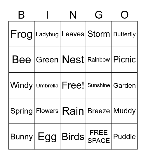 Spring Bingo Card