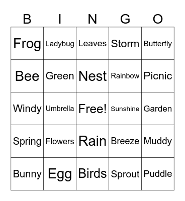 Spring Bingo Card