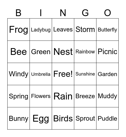 Spring Bingo Card