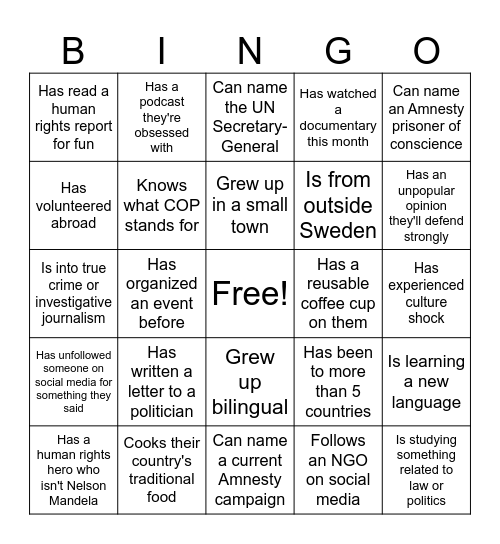 Student Gathering 2026 Bingo Card