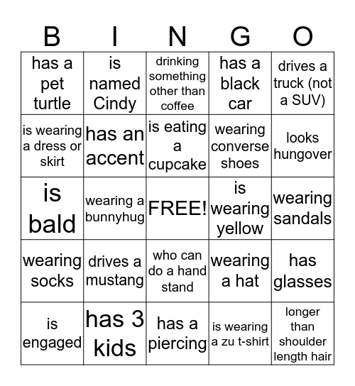 zuCrew Bingo Card