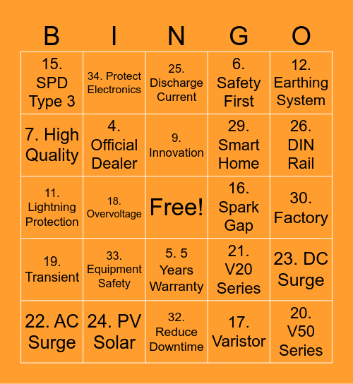 OBO Bettermann by Labway Bingo Card