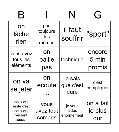 bingo boustani Bingo Card
