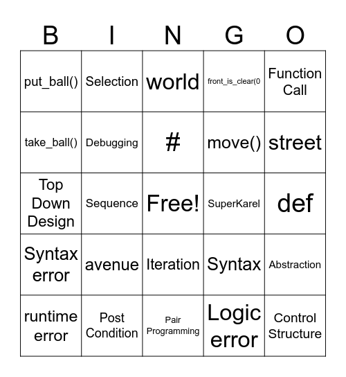 FOC Bingo Card