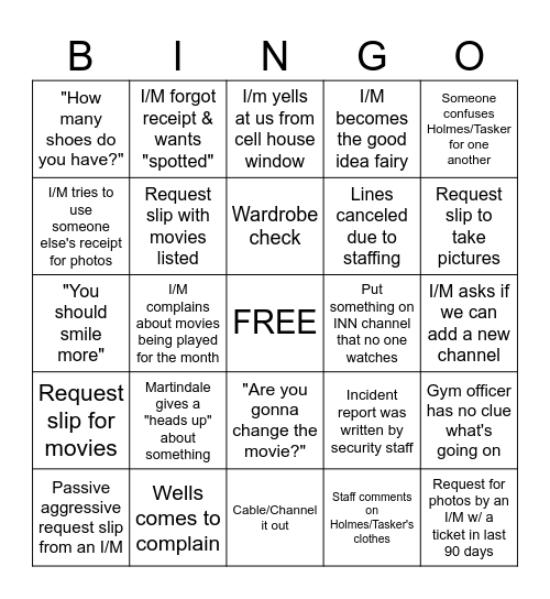 LTS Bingo Card