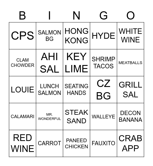 JA 25 SERVICE Bingo Card