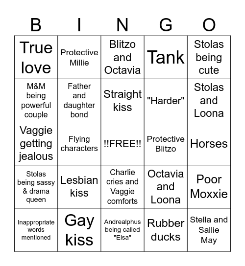 Canon and Fanon Hellaverse Bingo Card