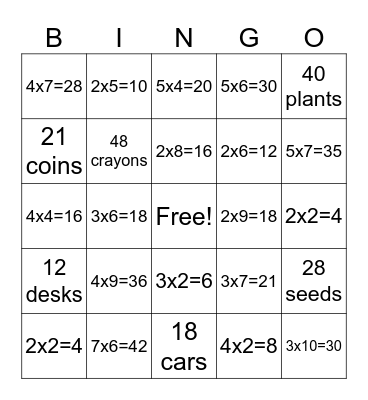 Array Bingo Card