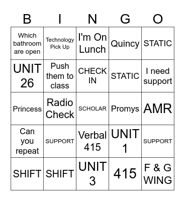 ADMIN VOCABULARY Bingo Card