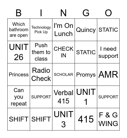 ADMIN VOCABULARY Bingo Card