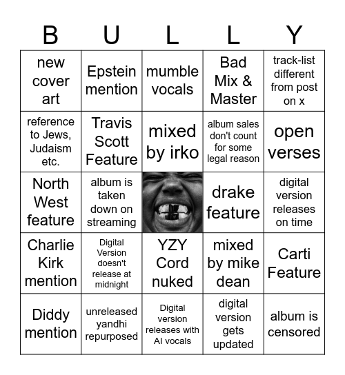 BULLY BINGO Card