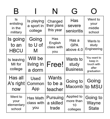 CVHS DECISION DAY Bingo Card