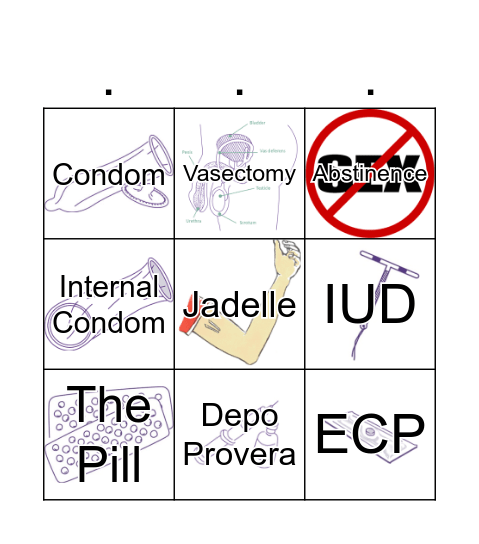 Contraception Bingo Card