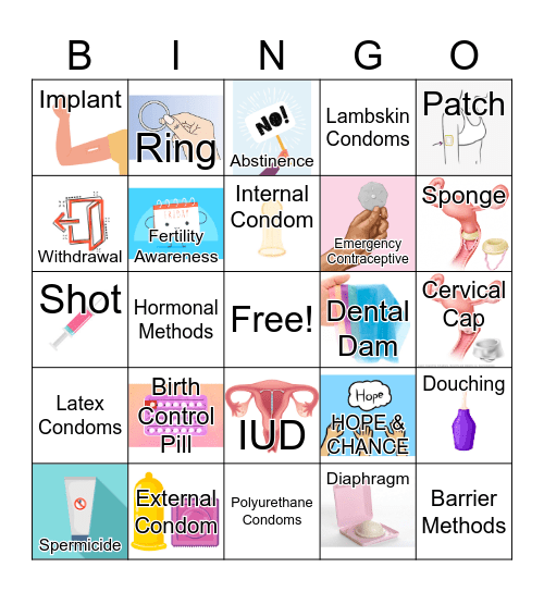 Methods of Contraceptives Bingo Card