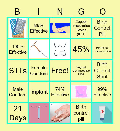 Contraception Bingo Card