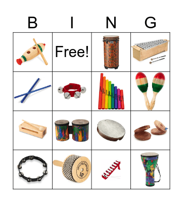 Classroom Percussion Bingo Card