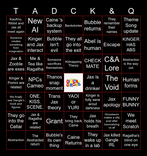 TADC Episode 9 Bingo Card