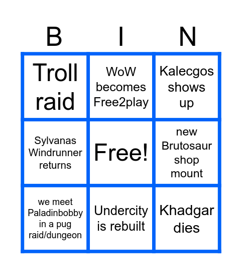 WoW Midnight Bingo Card