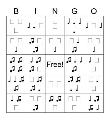 Rhythm Bingo Card