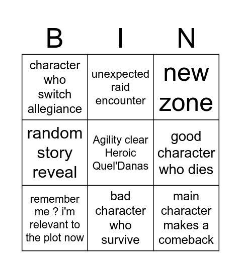 Midnight Bingo Card