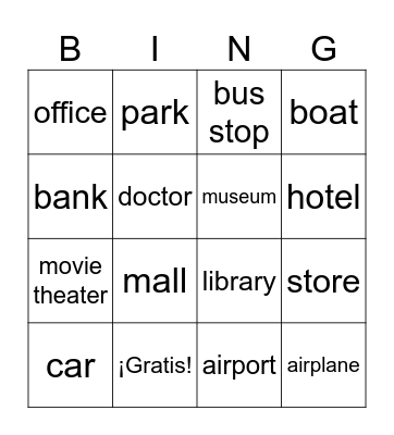 Lugares en la ciudad Bingo Card
