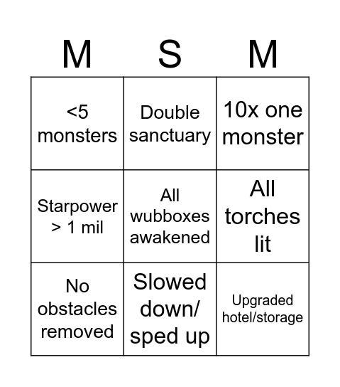 Msm random island bingo Card