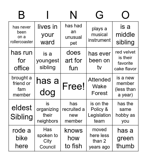 Meet Someone Who... Bingo Card