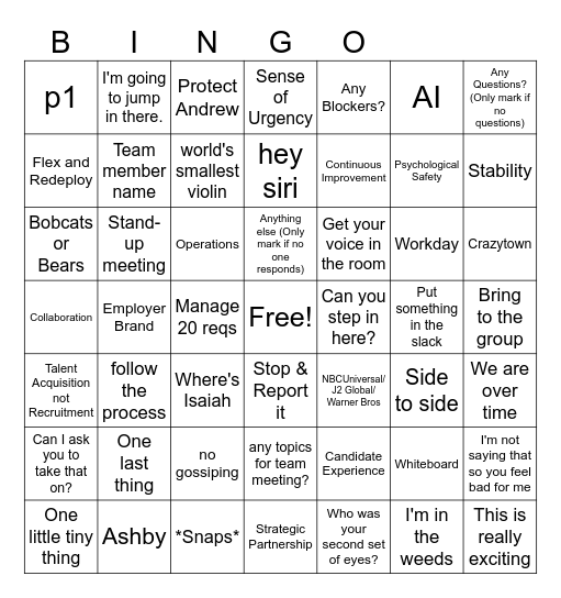 J Bingo Card