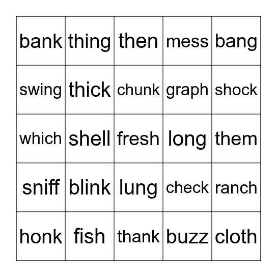 Digraph review Bingo Card