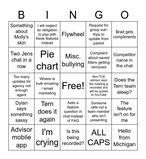 Webinar Bingo Card