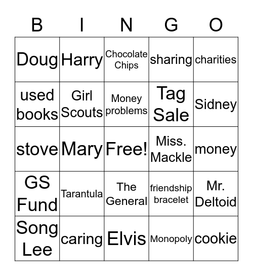 Horrible Harry and the Stolen Cookie Bingo Card