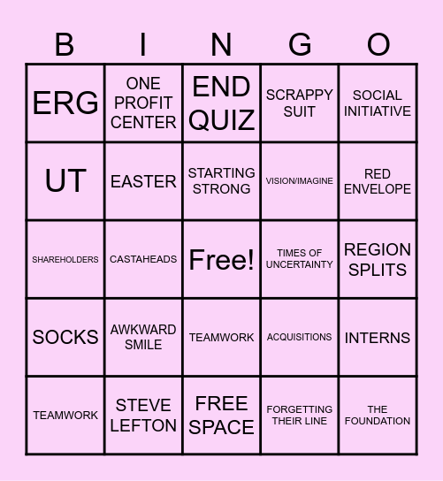 TOWN HALL Bingo Card