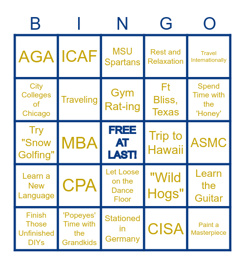 KP's Retirement Bingo 3/28/26 Bingo Card