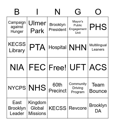 Community Resource Fair 2026 Bingo Card