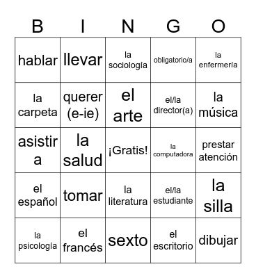En la Escuela Bingo Card