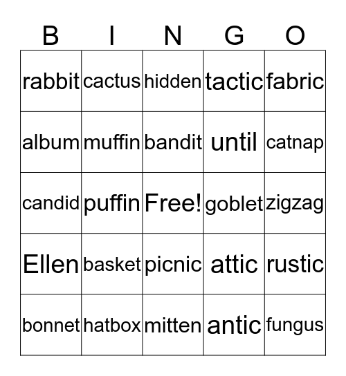 Reading Fluency for January 20, 2017 Bingo Card