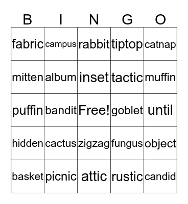 Reading Fluency for January 20, 2017 Bingo Card