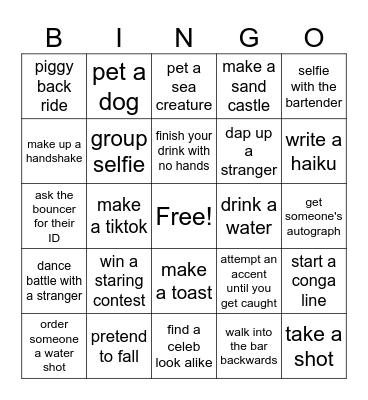 BAR CRAWL BINGO Card