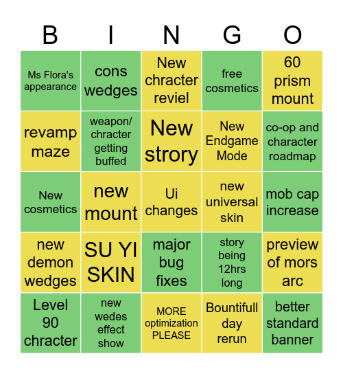 Stream preview Bingo Card