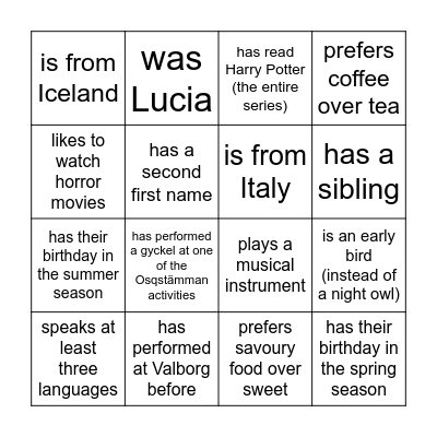 Name a member who... Bingo Card