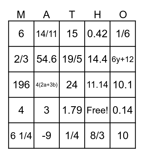 FLUENCY FRIDAY Bingo Card