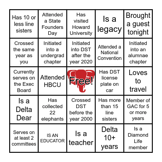 SISTERHOOD MONTH HUMAN BINGO Card