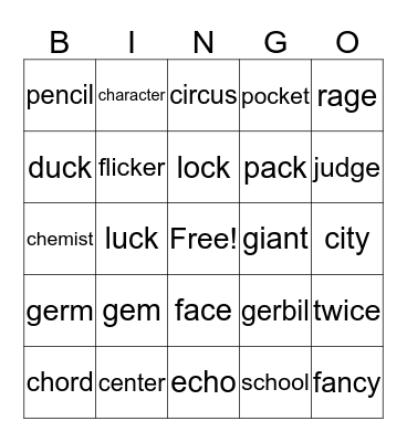 Phonics Bingo /j/, /s/, /k/ Bingo Card