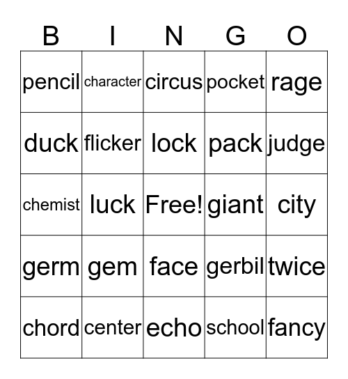 Phonics Bingo /j/, /s/, /k/ Bingo Card