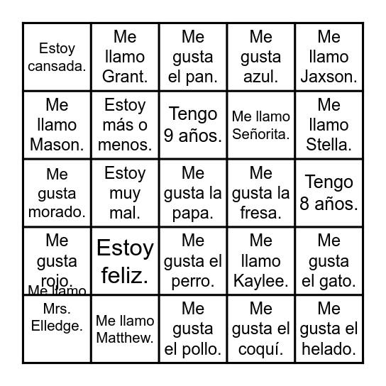 Conversación Lotería Bingo Card