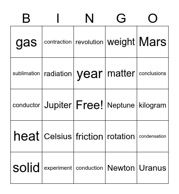 Science Bingo! Bingo Card