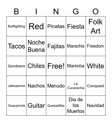 Mexico Bingo Card